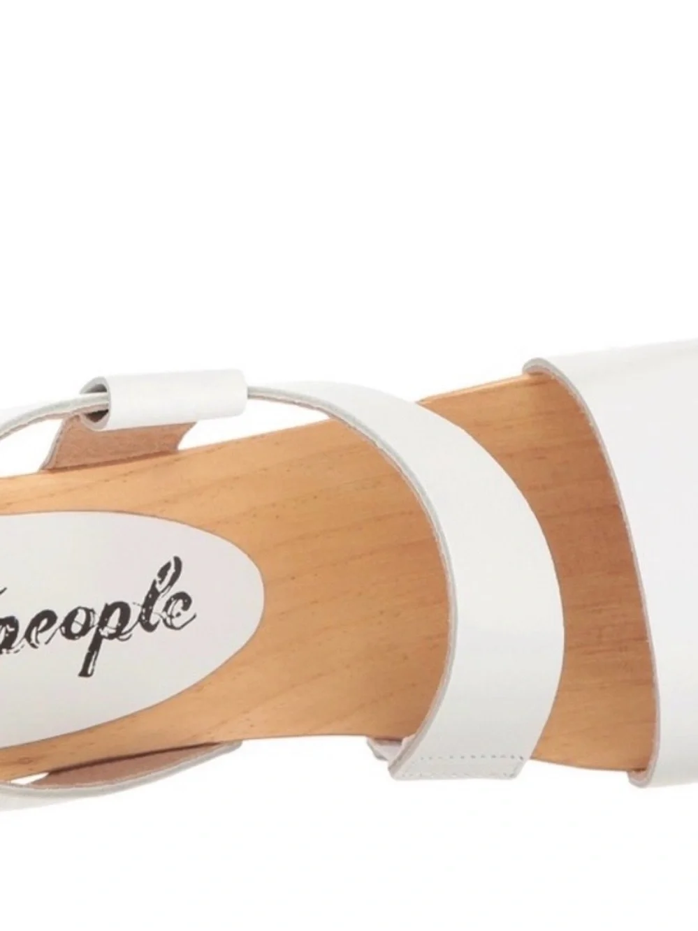 Free People Dune White Two-Strap Leather Wood Platform Sandal